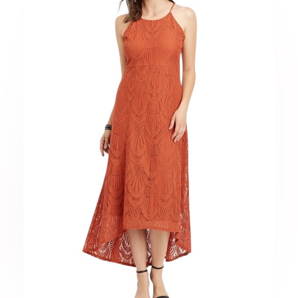 Maurices High Low Lace Dress in‎ Burnt Orange Small